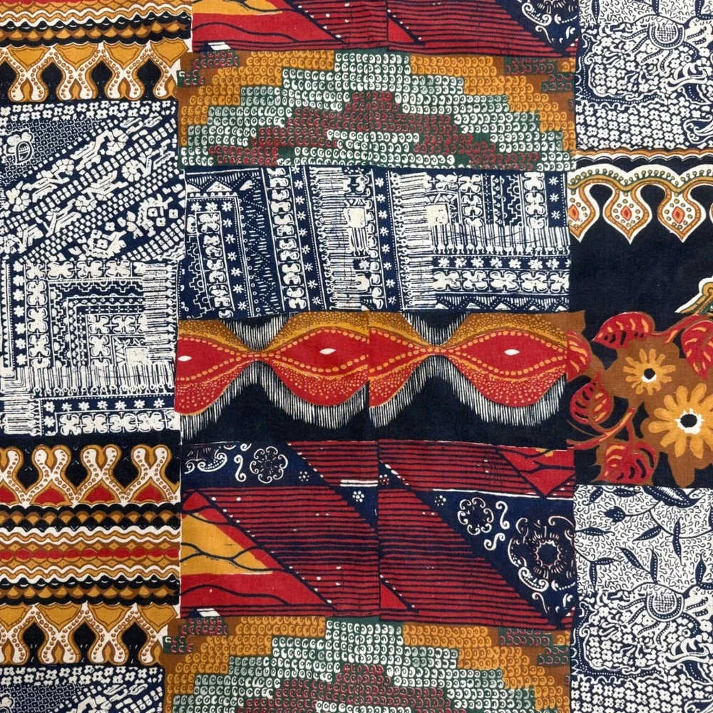 Vintage Patchwork Moody Batik Tablecloth Rectangle Global Eclectic 84x58 Fabric